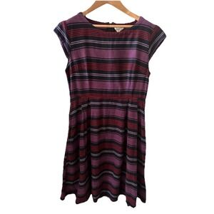 Mata Traders Striped Purple Pink Cap Sleeve Dress Size Medium